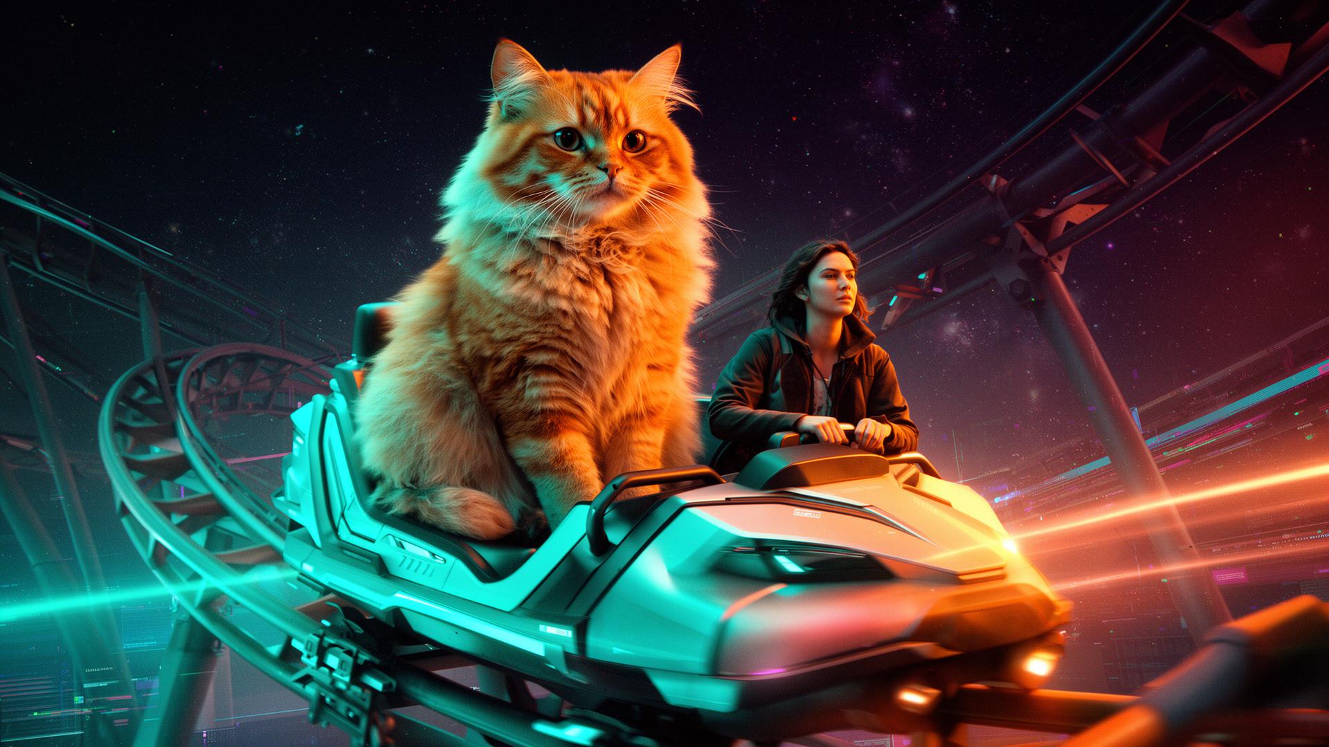 VR cat coaster scene